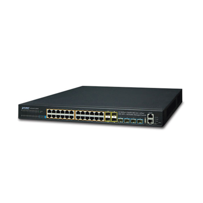 Imagen de Switch Administrable L3 Stacking 10/100/1000T 24 puertos PoE802.3at, 4 puertos 10G SFP+ 370 W