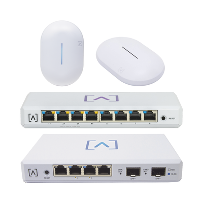 Imagen de Starter KIT Alta Labs: Incluye 1 Router (Route10) / 1 Switch PoE (S8-POE) / 1 Puntos de Acceso WiFi 6 AP6 / 1 Punto de Acceso AP6-PRO / Bloqueo de Contenido / Administración en la Nube / App Gratuita / Compatible con la plataforma Purple