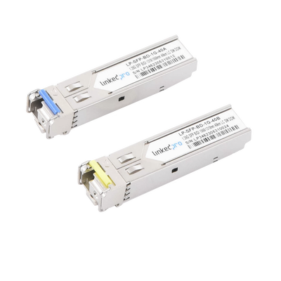 Imagen de Transceptores Ópticos Bidireccionales SFP (Mini-Gbic) / Monomodo 1310 & 1550 nm / 1.25 Gbps / 1000BASE-BX / Conector LC/UPC Simplex / DDM / Hasta 40 km / 2 Piezas