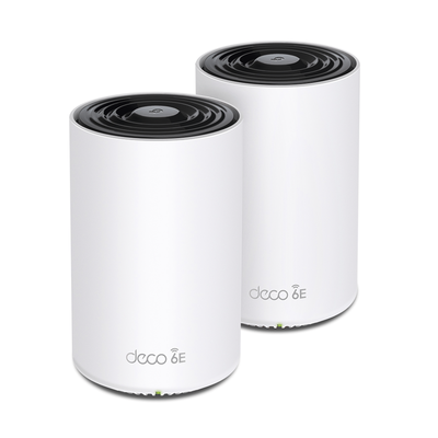 Imagen de Kit 2 Routers Inalámbricos MESH Interior para Hogar / Doble Banda Wi-Fi 6E AX5400 Mbps / 3 Puerto Gigabit WAN/LAN / 4 Antenas Internas / Administración Mediante la App Deco (iOS, Android) / Protección HomeShield