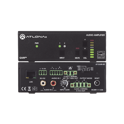 Imagen de Amplificador de potencia estéreo / mono - 60 Watts / Eficiente clase D / Opcional AES67 (Interfaz de audio en red Dante)