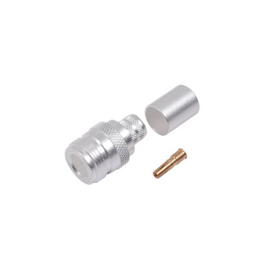 Imagen de Conector N Hembra de Anillo Plegable para Cables 9913, 8214, LMR-400, RG8/U-SYS, RFLASH-1113, Plata/ Oro/ Teflón.
