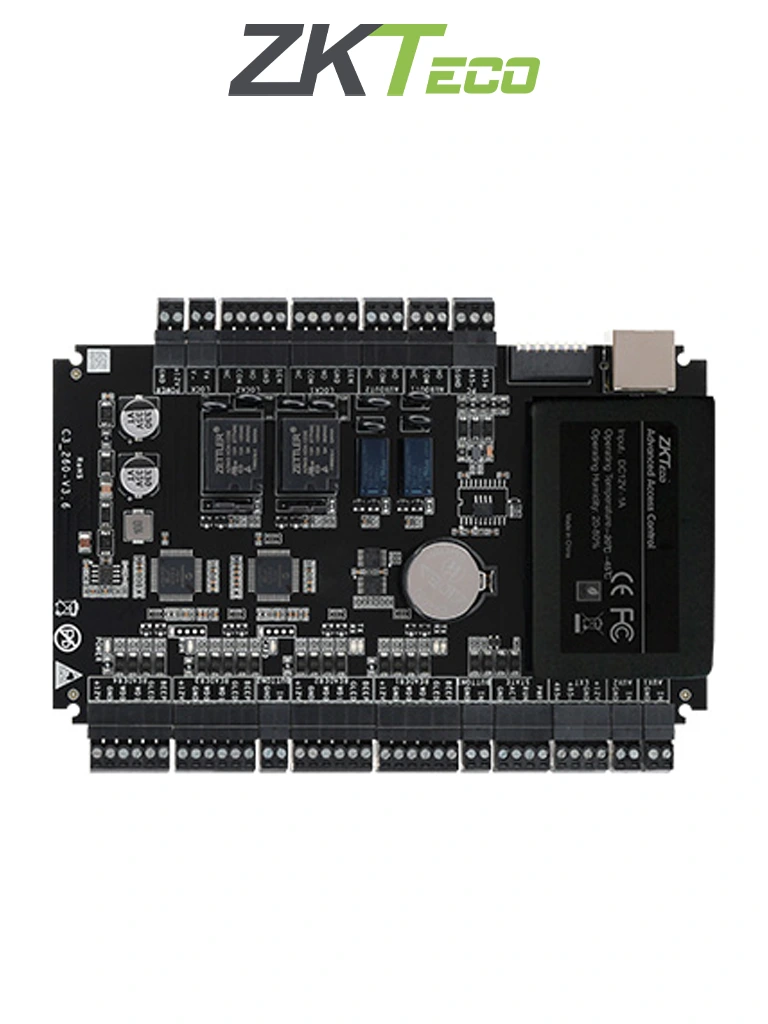 ZKTECO C3200Plus- Panel de control de acceso RFID, 2 puertas, 4 vías, capacidad para 100,000 usuarios y tarjetas, capacidad de código QR, Push SDK
