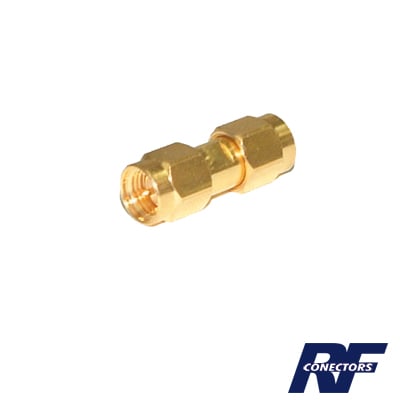 Imagen de Adaptador Tipo Barril, de Conector SMA Macho a SMA Macho, Oro/ Oro/ Teflón.â€‹