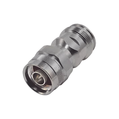 Imagen de Adaptador en Línea de Conector 4.3-10 Hembra a N Macho, Bronce Blanco/ Plata/ Teflón.