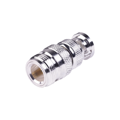 Imagen de Adaptador en Linea para 50 Ohm, de Conector N Hembra a BNC Macho, Plata /Oro /Teflón.