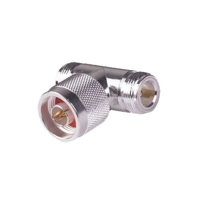 Imagen de Adaptador en T, de Conector N Macho a Doble N Hembra, Plata/ Oro/ Teflón.