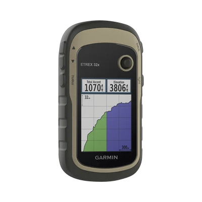 Imagen de GPS portátil eTrex 32x con memoria interna de 8 GB, pantalla de 2.2" a color, con mapa topográfico de carreteras y senderos incluido.