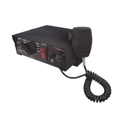 Imagen de Sirena Vehicular de 100W de Potencia, Con Switch Giratorio de 6 posiciones y Micrófono Integrado de Uso Rudo