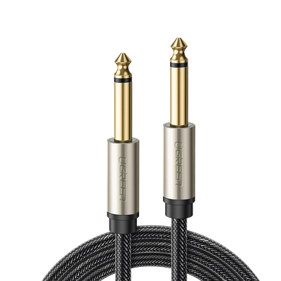 Imagen de Cable de Audio Mono 6.35mm (1/4") Macho a 6.35mm (1/4") Macho / 10 Metros / Núcleo de Cobre / Blindaje Interno / Nylon Trenzado / Color Negro