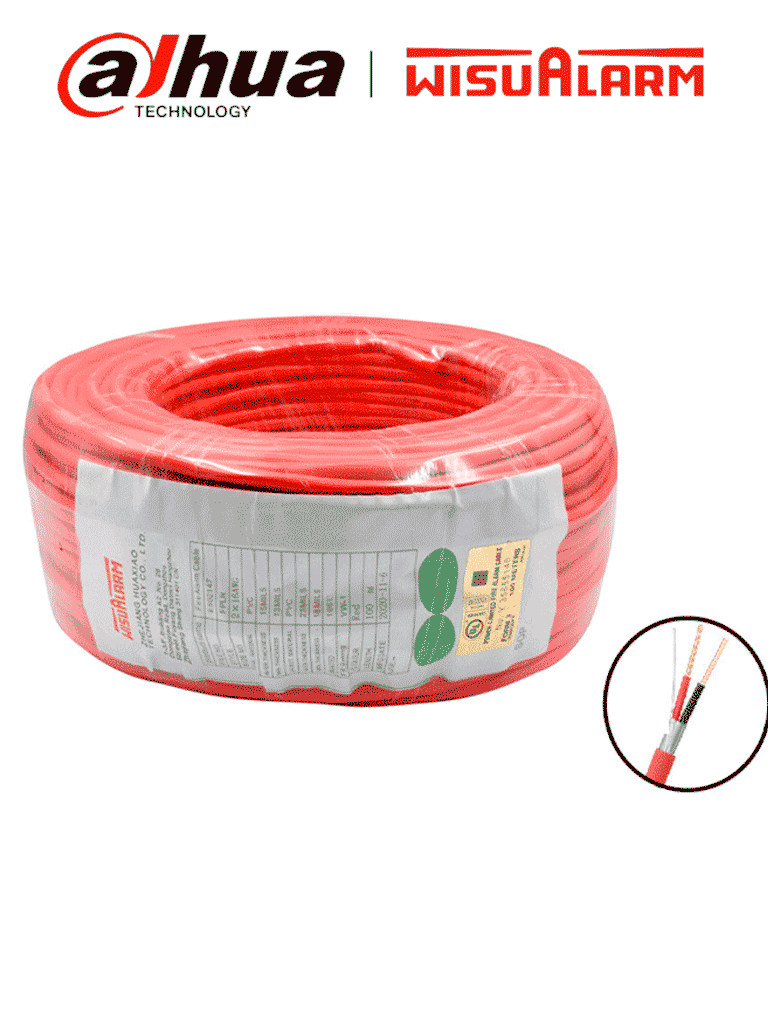 DAHUA WISUALARM 2X16AWG - Bobina de 305 Metros de Cable Blindado para Alarma de Incendio/ 2x16A AWG/ Listado UL/ Retardante de flama UL105°C/ 2 Hilos Calibre 16/ Grado Ignífugo VW-1/
