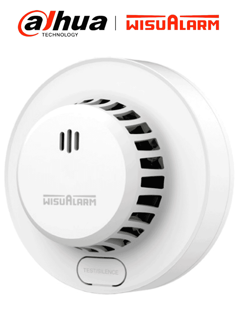 DAHUA WISUALARM DHI-HY-SA13A - Detector de humo Standalone (Autónomo), Sonido de alarma de 85dB, Cuenta con un botón de prueba y silencio, Batería reemplazable, Cobertura de 20-40 m², Alarma visual y sonora