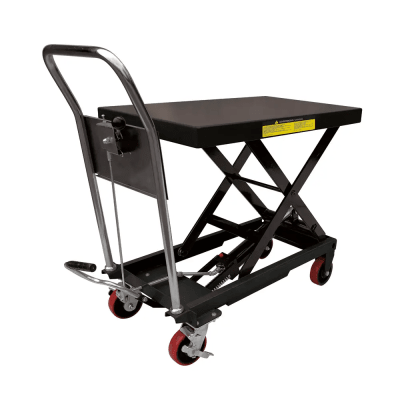 Imagen de Mesa Elevadora Hidráulica / Capacidad 300 kg a 1 t / Ruedas de Poliuretano / Sistema Hidráulico con Freno / Soporte de Tijera / Ideal para Cargas Medias y Pesadas