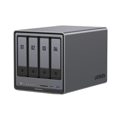 Imagen de NASync DXP4800 Plus | SO UGOS Pro |  Pentium Gold 8505 Intel® Core™ i5 | 4-Bahias (SATA) hasta 96TB | 2* M.2 SSD hasta 16TB | 8GB DDR5 (Exp. a 64GB) | 2 Ethernet | HDMI 4K | 2* USB2.0 | 1*USB 3.2Gen1 | 1* USB 3.2Gen2 | 1*USB-C 3.2Gen2 | SD 3.0
