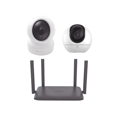 Imagen de Kit de Camaras Wi-Fi Para Interior, Incluye 1 pieza CS-H6 / 1 Pieza C6N / 1 Pieza de Router DS-3WR15X / Seguimiento Inteligente / Ranura para Memoria / Audio de Dos Vías / Wifi 6 / 4 Puertos 1000 Mbps