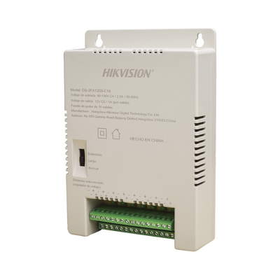 Imagen de Fuente de Poder Regulada 12 Vcc / 13.5 Vcc / 15 Vcc para 16 Cámaras / 1 Amp por Salida / Voltaje de Entrada 185 - 240 VCA / Soporta 4K / Modo para Largas Distancias