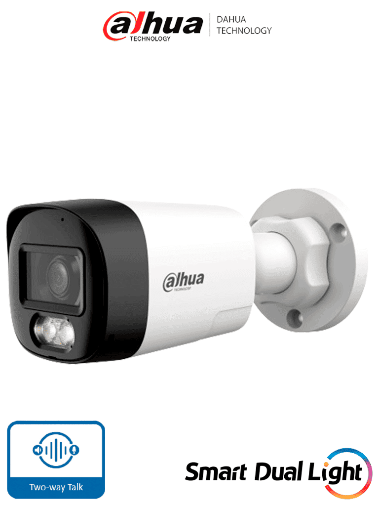 DAHUA DH-HAC-HFW1200RL-IL-T - Camara Bullet de 2 Megapixeles/ Audio Bidireccional/ Iluminación Dual Inteligente Hasta 30m/ Lente de 2.8mm Apertura de 111°/ Policarbonato/