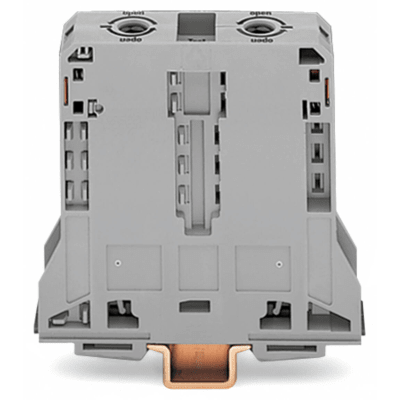 Imagen de Borna de Paso para 2 Conductores / 95 mm² / POWER CAGE CLAMP / Montaje en Carril DIN 35 x 15 / Tensión Asignada 1000 V / Corriente Asignada 232 A / Material Poliamida (PA66) / Gris