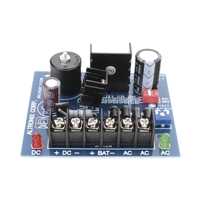 Imagen de 6 o 12 o 24 Vcc @ 2.5 A / fuente tipo tarjeta / 1 salida / requiere transformador de entrada / capacidad de baterías / baterías no incluidas.