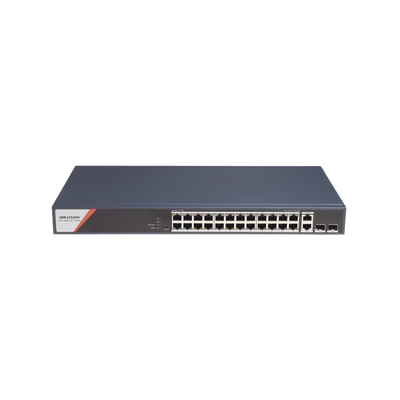 Imagen de Switch Gigabit PoE+ / Administrable / 24 Puertos 1000 Mbps PoE+ (4 Puertos PoE++ 90 W) / 2 Puertos 1000 Mbps de Uplink / 2 Puertos SFP / Configuración Nube Hik-PartnerPro / Modo Extendido hasta 300 Metros / 370 W