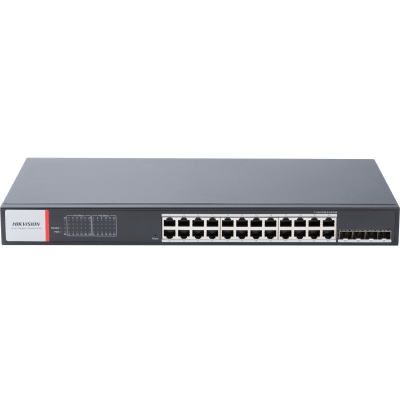 Imagen de Switch Gigabit PoE+ / Administrable / 24 Puertos 1000 Mbps PoE+ / 4 Puertos SFP / Configuración Nube Hik-PartnerPro / Modo Extendido hasta 300 Metros / 370 W