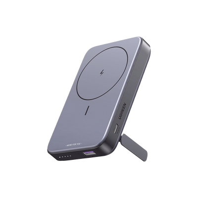 Imagen de Power Bank MagSafe de 10000mAh NEXODE | 20W | 1 USB-C | 1 USB-A | Carga Rápida bidireccional | Soporta modo Standby | Soporte Plegable |  Ultra Delgado | Ultra ligero | Compatible con iPhone 15/14/13/12 | Color Gris.