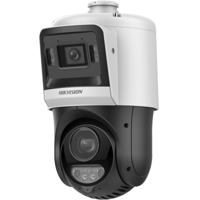 Imagen de [TandemVu] Domo PTZ IP 4 Megapixel con Cámara Fija 4 Megapixel / 25X Zoom / 100 mts IR + 30 mts Luz Blanca / IP67 / ACUSENSE / PoE+ / 2 Micrófonos Integrados y Bocina / Alerta Audible y Luz Estroboscopica / Alarmas I/O / DARKFIGHTER / Micro