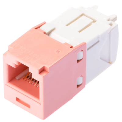 Imagen de Conector Jack RJ45 Estilo TG, Mini-Com, Categoría 6, de 8 posiciones y 8 cables, Color Rosa