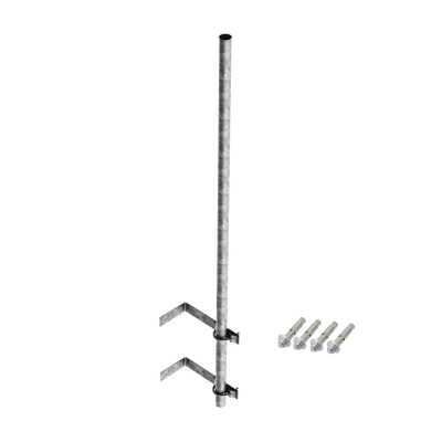 Imagen de Mástil de 3 m de 1-1/2" diámetro ced. 30 con Herrajes para Sujeción a Pared.