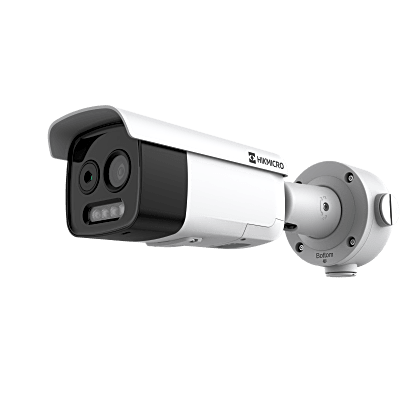 Imagen de Bala IP Dual / Térmica 9.7 mm (160 x 120) / Óptico 8 mm (4 Megapixel) / Detección de Personas 285 Mts / 40 mts IR / Exterior IP67 / PoE / Termométrica / Detección de Temperatura (Fuego) / Sirena y Luz / Micro SD 32 GB In