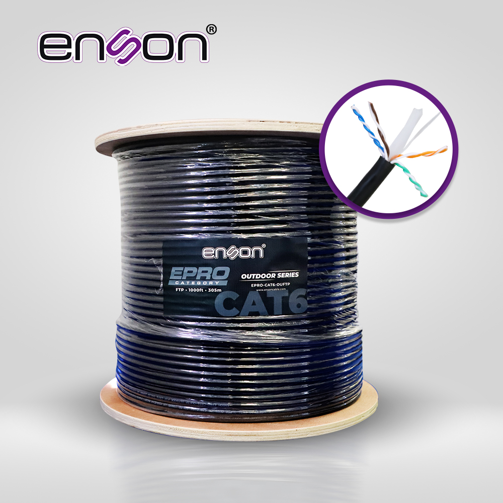 CABLE FTP CAT6 ENSON EPRO-CAT6-OUFTP FORRO PE BLINDADO 4 PARES CALIBRE 23 AWG 100% COBRE USO EXTERIOR BOBINA 1000 PIES 305 METROS