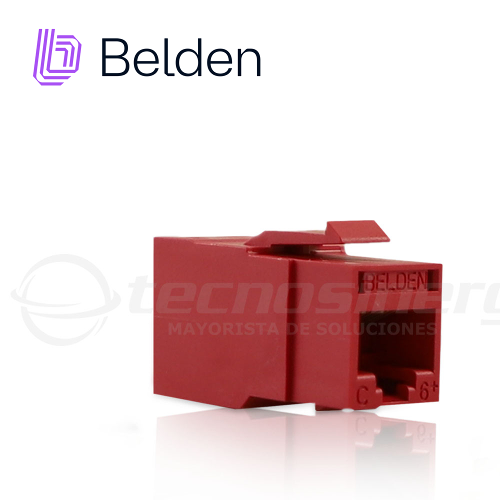 CONECTOR MODULAR JACK CAT6+ RJ45 BELDEN RV6MJKURD-S1 / REVCONNECT / INTERIOR / ROJO / PIEZA
