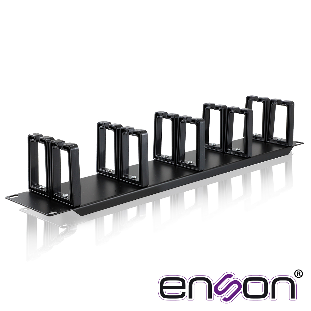 ORGANIZADOR HORIZONTAL FRONTAL PARA RACK ENSON ENS-CMR24 2UR CON PEINES DE POLICARBONATO PARA MAYOR PROTECCION Y MEJOR ACCESO CUMPLE CON NORMA EIA