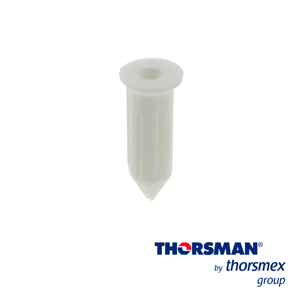 CLAVITHOR THORSMAN TCP0 1206-01100 TAQUETE PARA FIJAR CON CLAVO 5/16pulg x 3/4pulg COLOR BLANCO, CAJA 100 PIEZA, ELABORADO CON POLIESTIRENO DE ALTO IMPACTO, FLEXIBLE, RESISTENTE AL IMPACTO, REALIZA UNA EXPANSIÓN, PARA USO EN INTERIORES