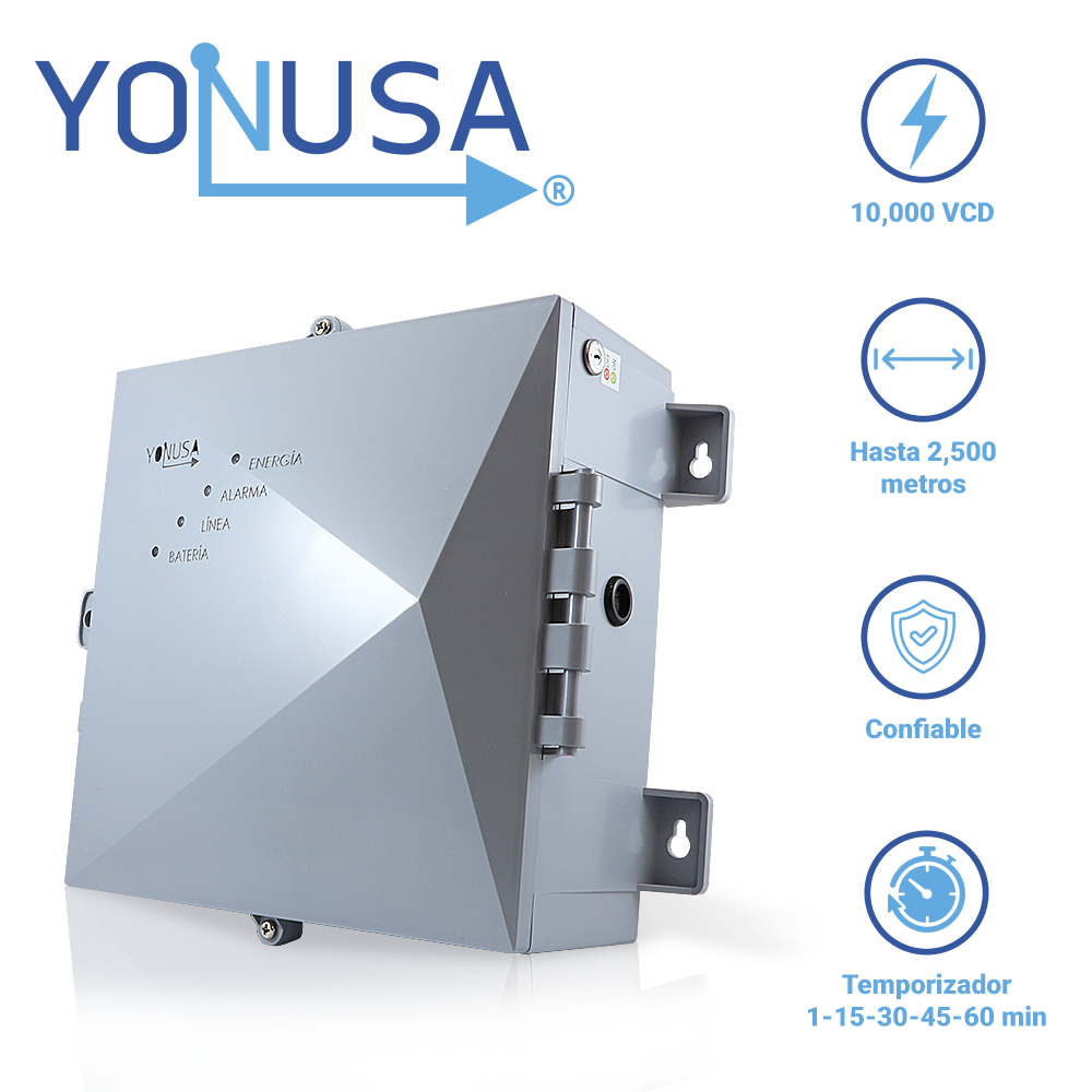 ENERGIZADOR PARA CERCA ELECTRIFICADA NUEVA GENERACIÓN YONUSA 12000V EY NG 12000 1 SIN INTERFACECUBRE HASTA 700 METROS PERIMETRALES O 3500 METROS LINEALES A 5 LINEAS VERSIÓN 2