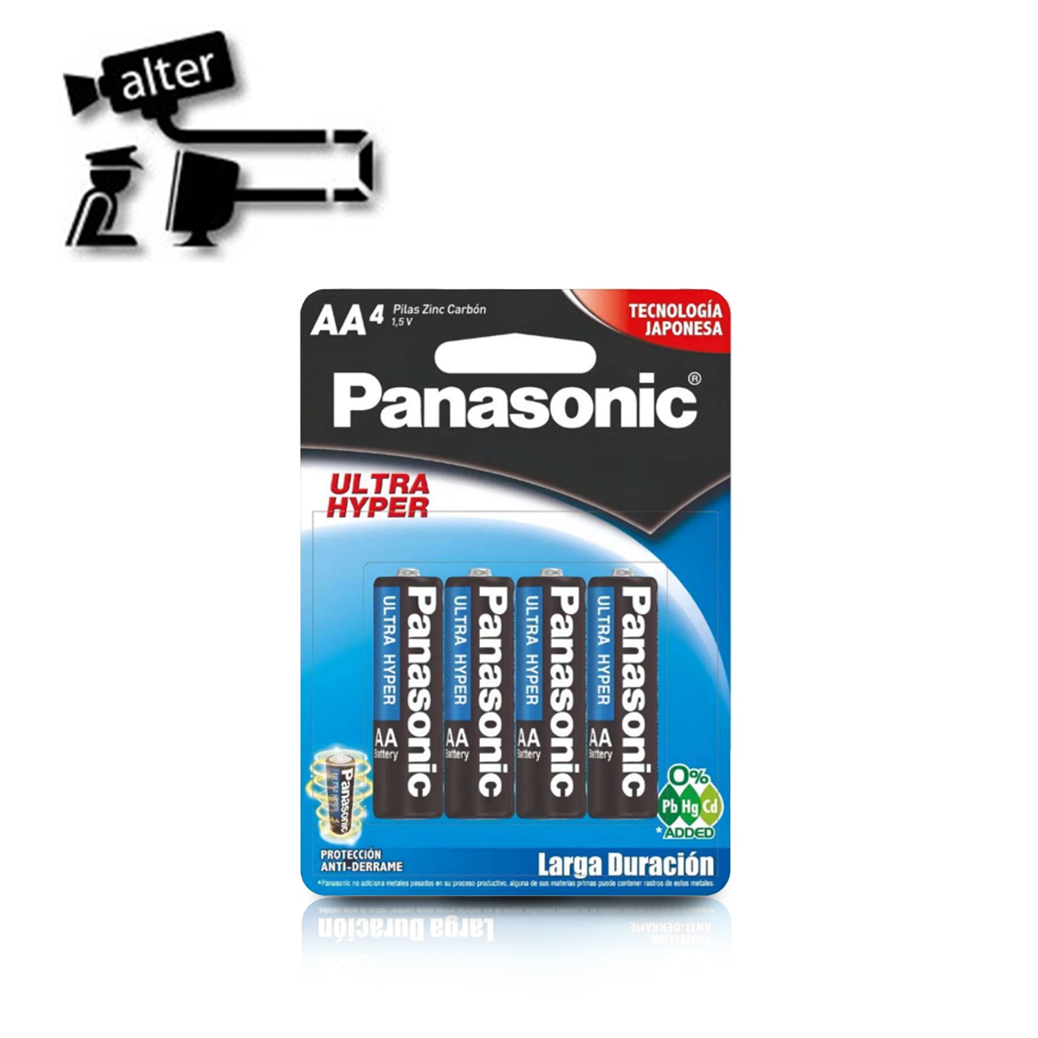 BATERIA ZINC CARBON PANASONIC TIPO AA 1.5V PARA USO EN CONTROLES REMOTOS Y RELOJES (PAQUETE DE 4 BATERIAS)