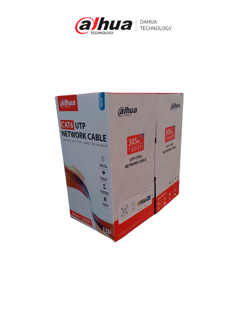 DAHUA PFM920I-6UN-C - Bobina de Cable UTP Cat 6 100% Cobre/ Color Azul/ Uso Interior/ 305 Metros/ Ideal para Redes y Video/ Certificado CPR Eca/ Estandares: Q/DXJ 067-2019,EN50575-2014/ Cumple con: IEC 60332-1-2/