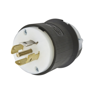 Imagen de Clavija Industrial con Bloqueo de Media Vuelta / 20 A 120/208 V CA / 4 Polos 5 Hilos / Color Blanco y Negro / Nema L21-20P/ Grado Industrial.